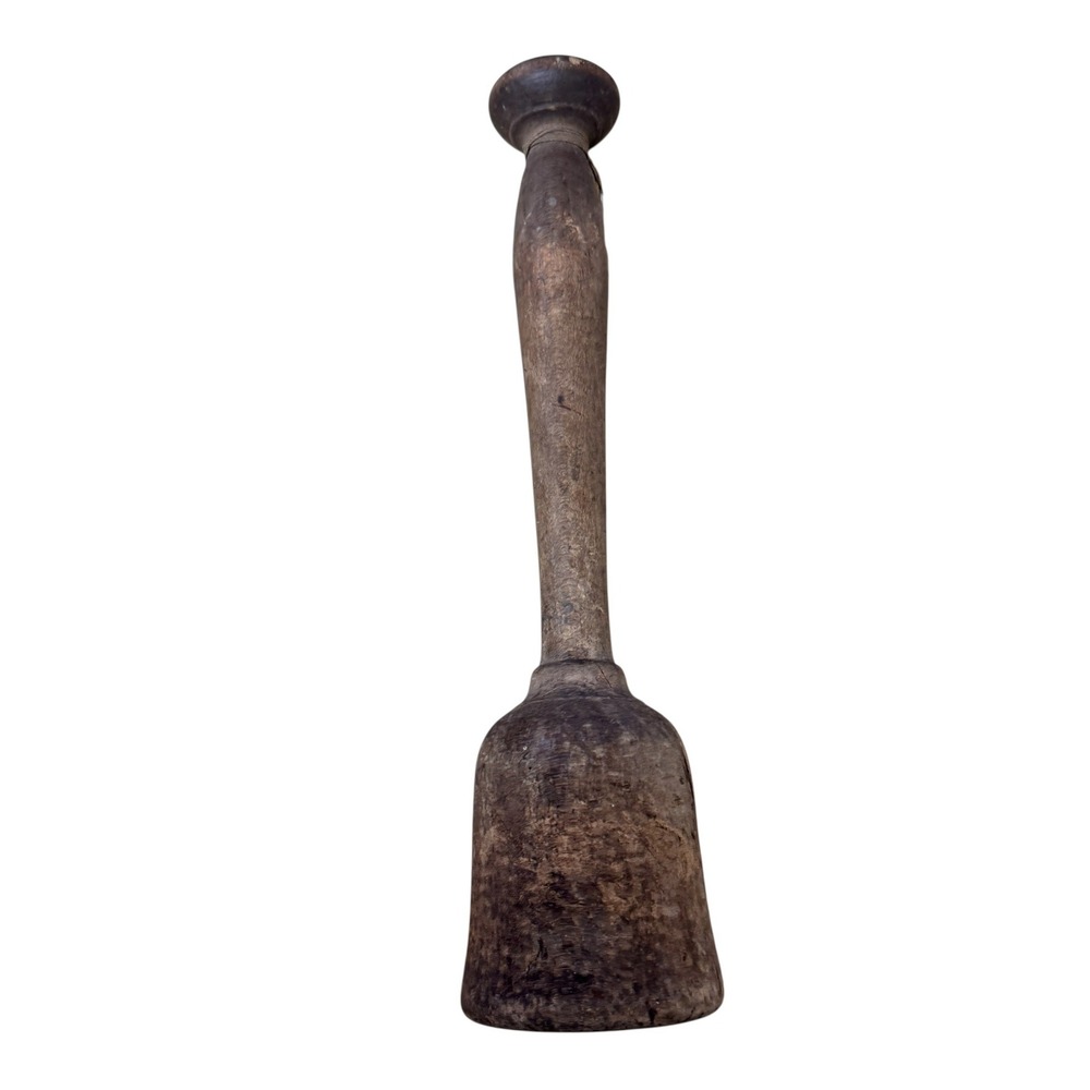 Antique Hand Carved Wood Pestle Primitive Rustic Wooden Grinding Tool 11 Inch